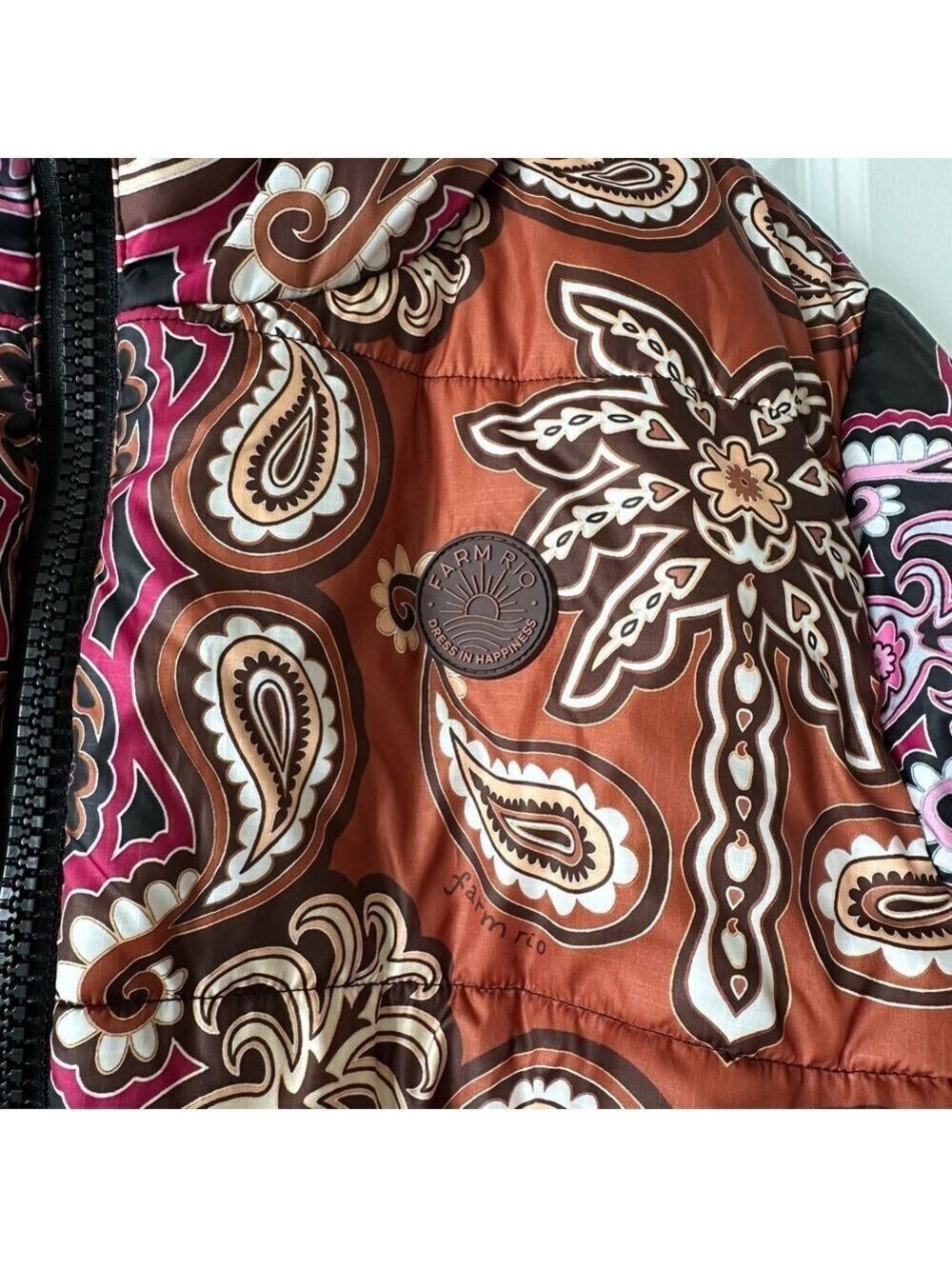 Farm Rio Black Sweet Mermaids Reversible Puffer Jacket - Picture 7 of 14